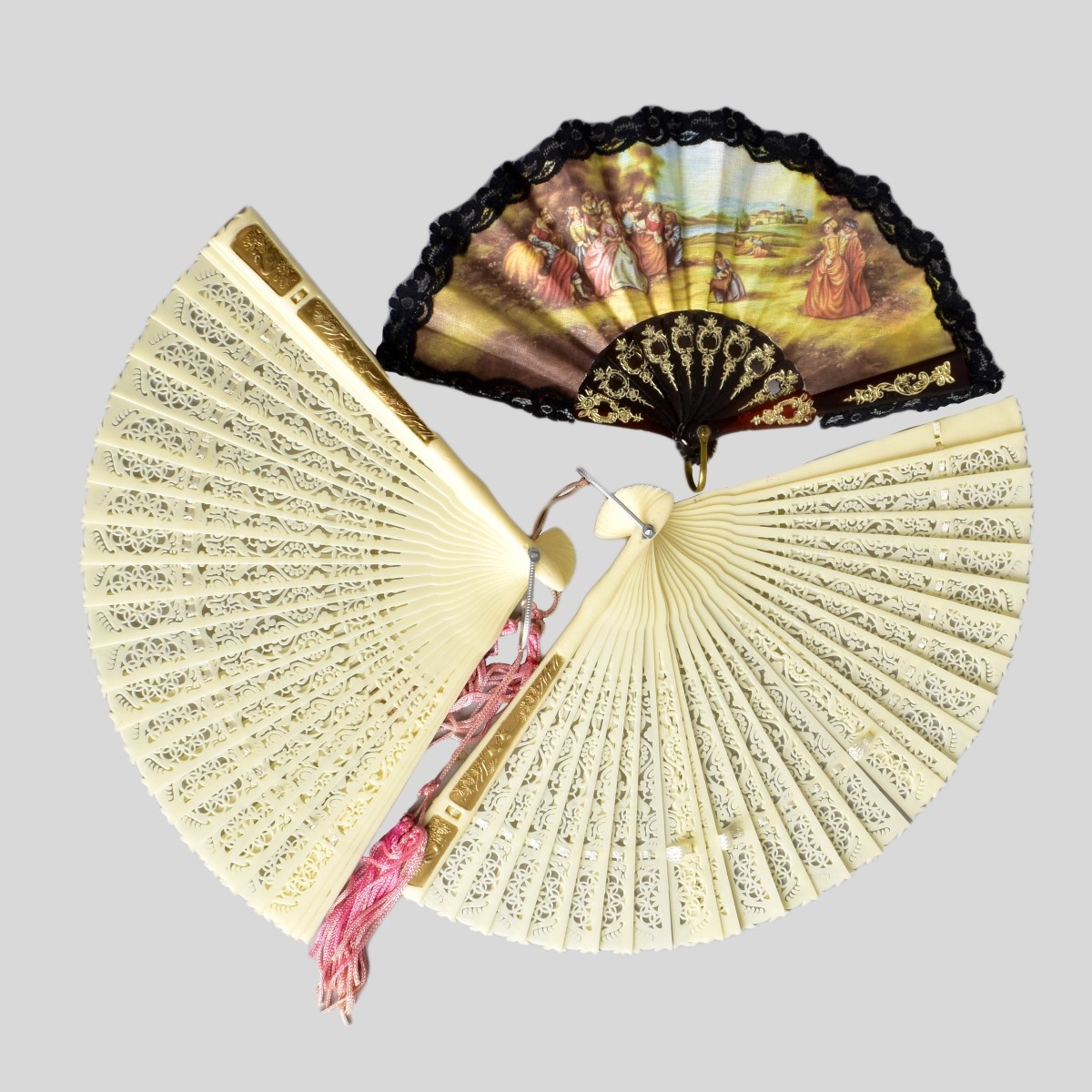 Vintage Hand Painted Folding Fans