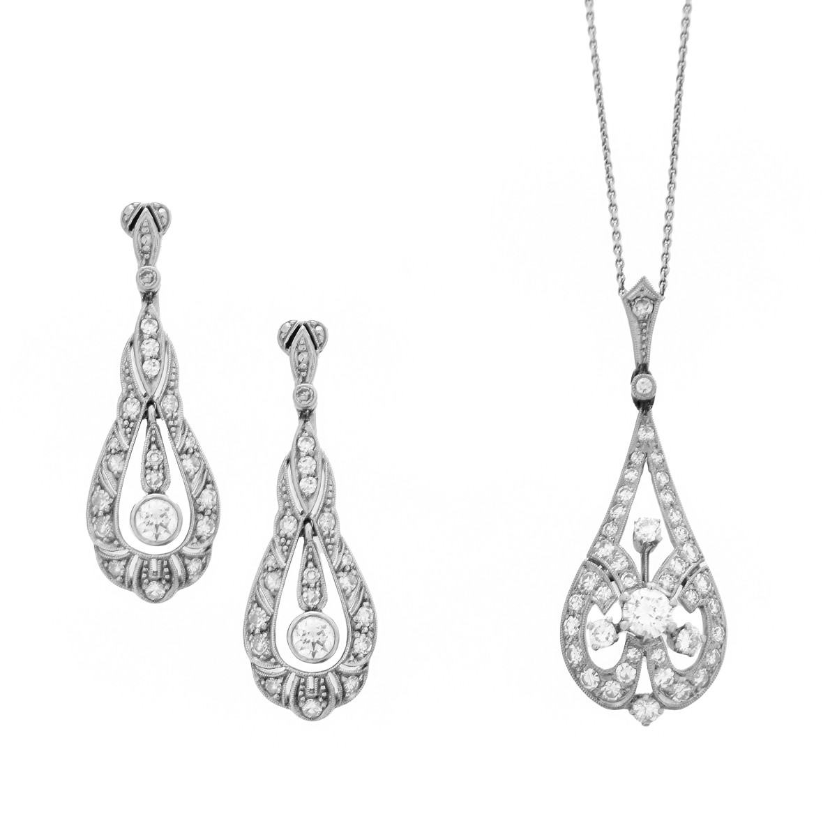 Diamond and 14K Necklace & Earrings