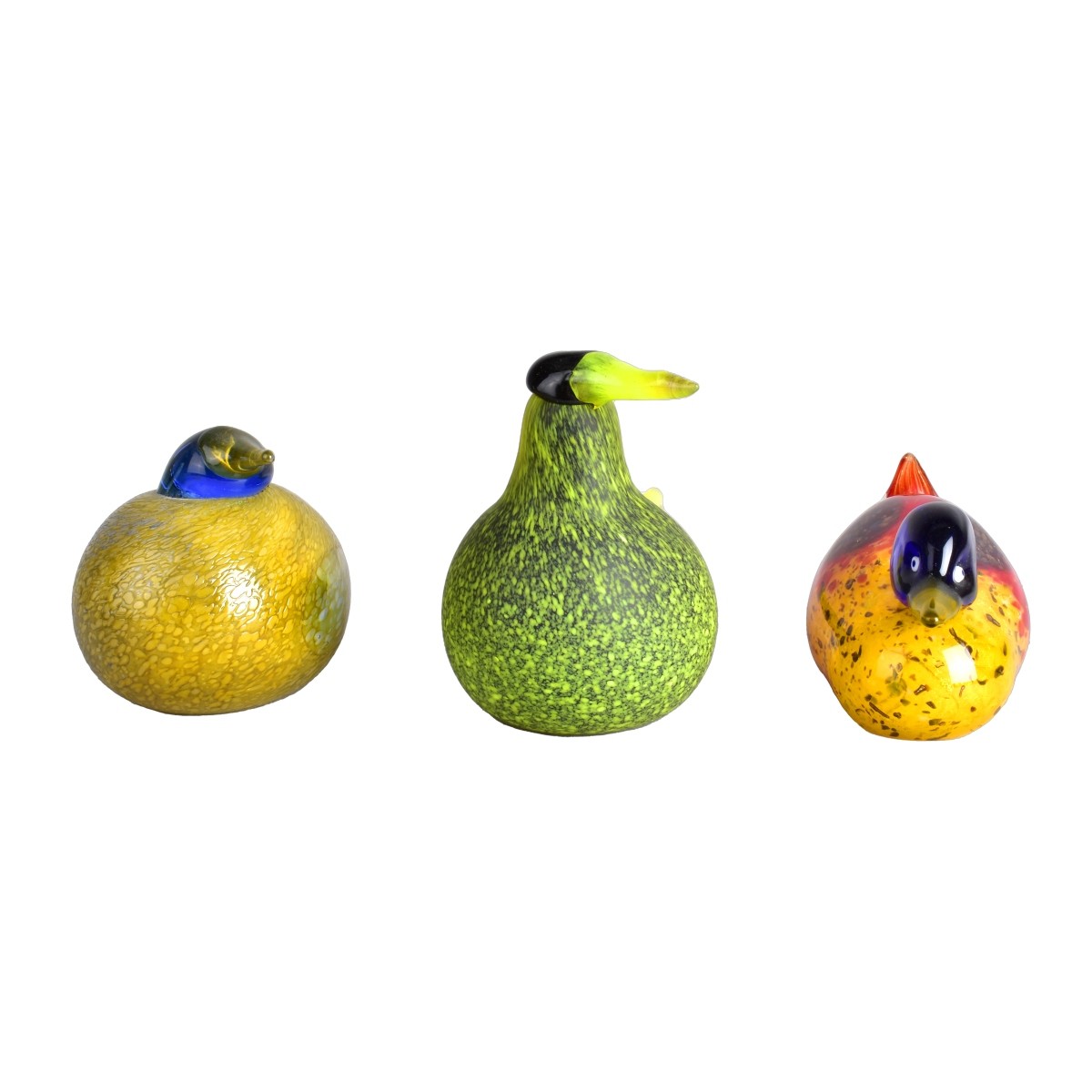 Three Vintage Art Glass Bird Figurines