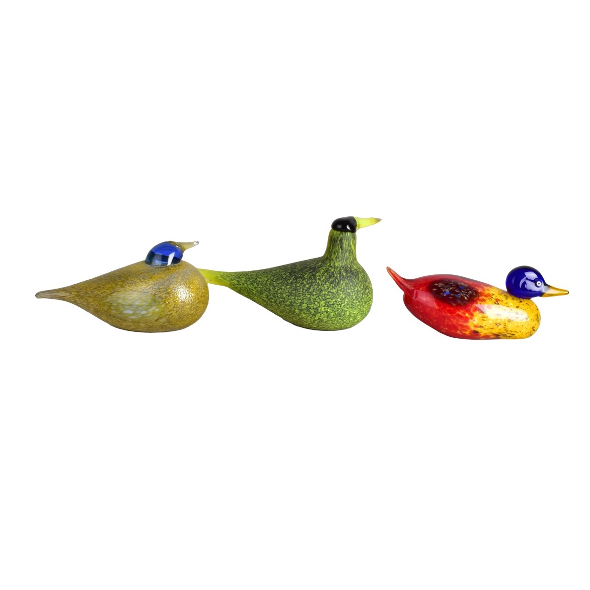 Three Vintage Art Glass Bird Figurines
