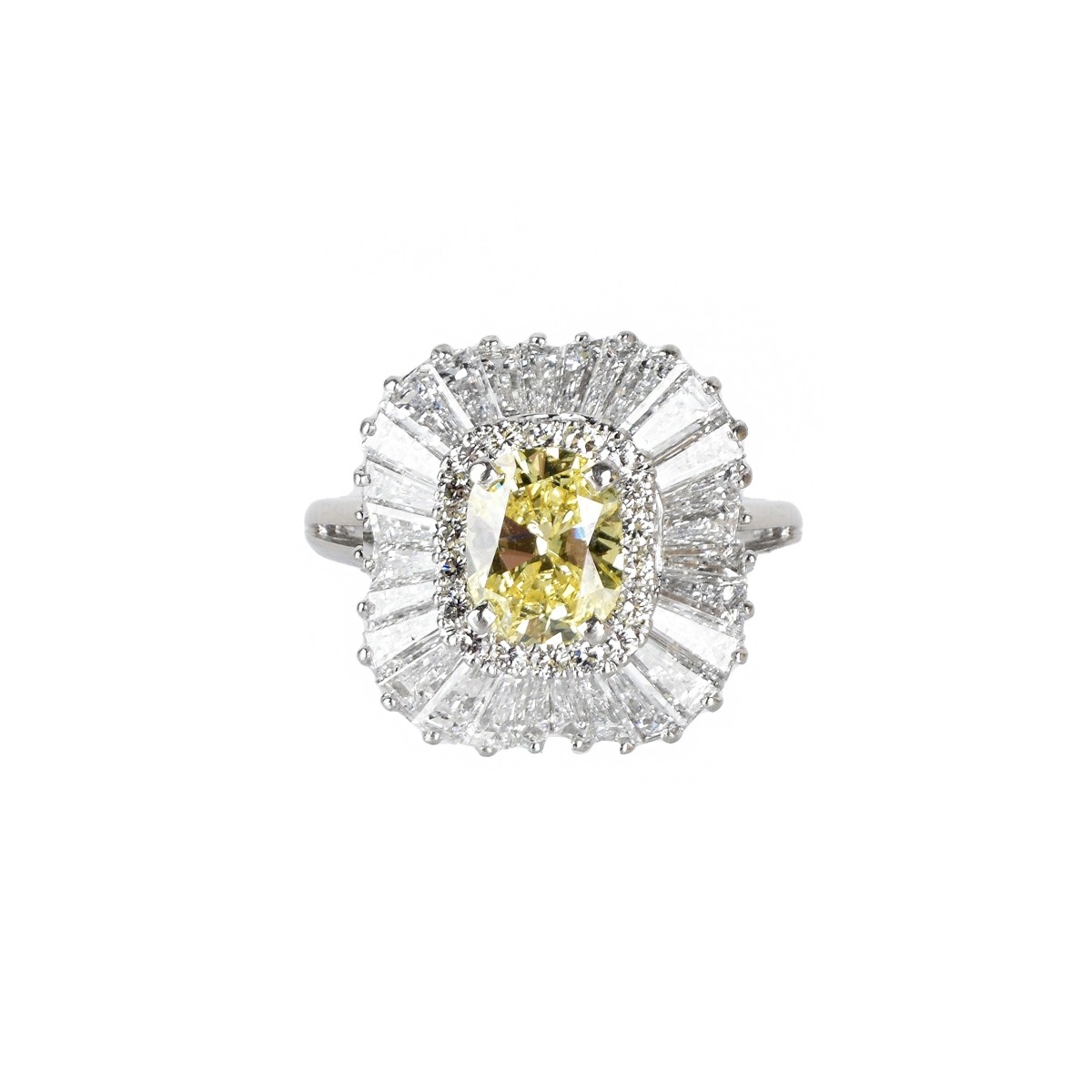 Fancy Yellow Diamond and Platinum Ring