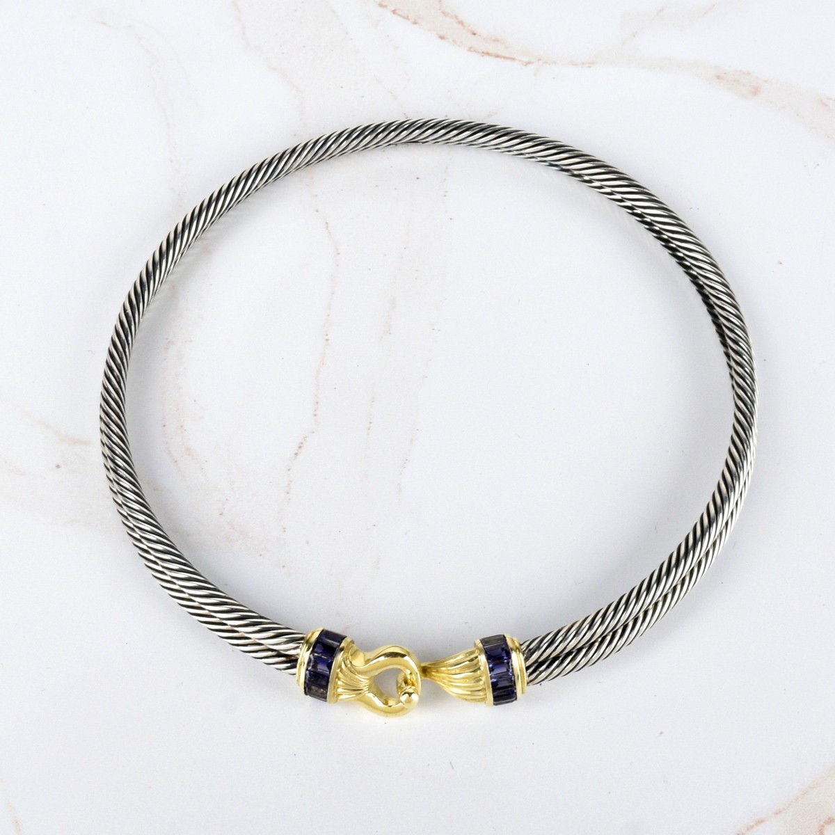 Gemstone, 14K and Silver Choker Necklace