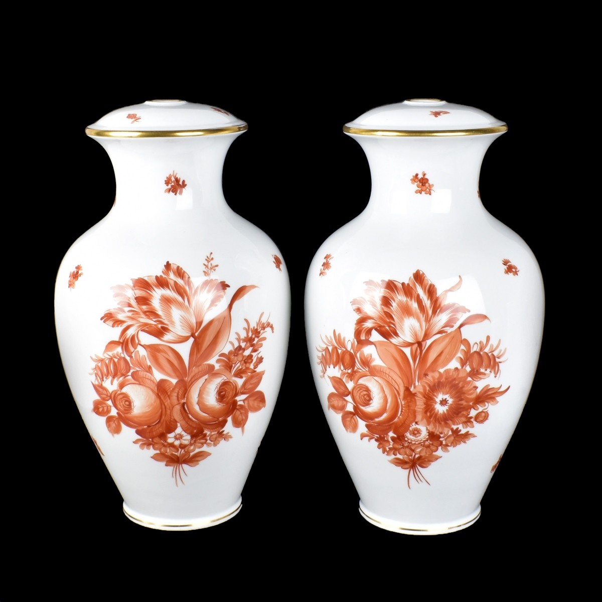 Pair of Herend Vases Previously as Lamps