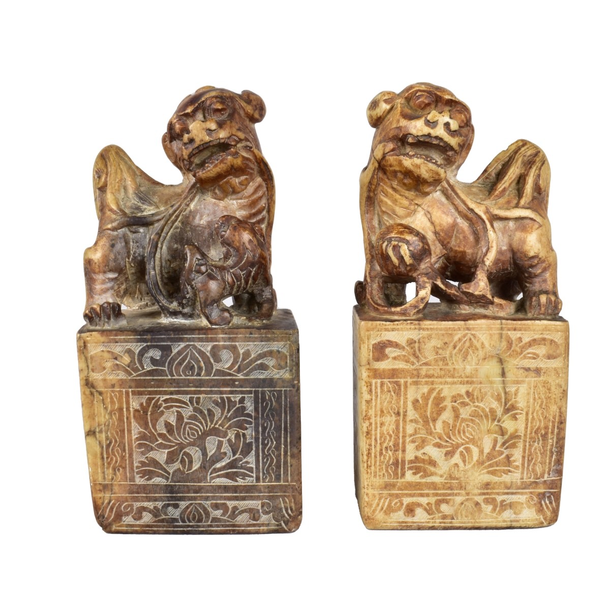 Pair of Chinese Soapstone Foo Dogs