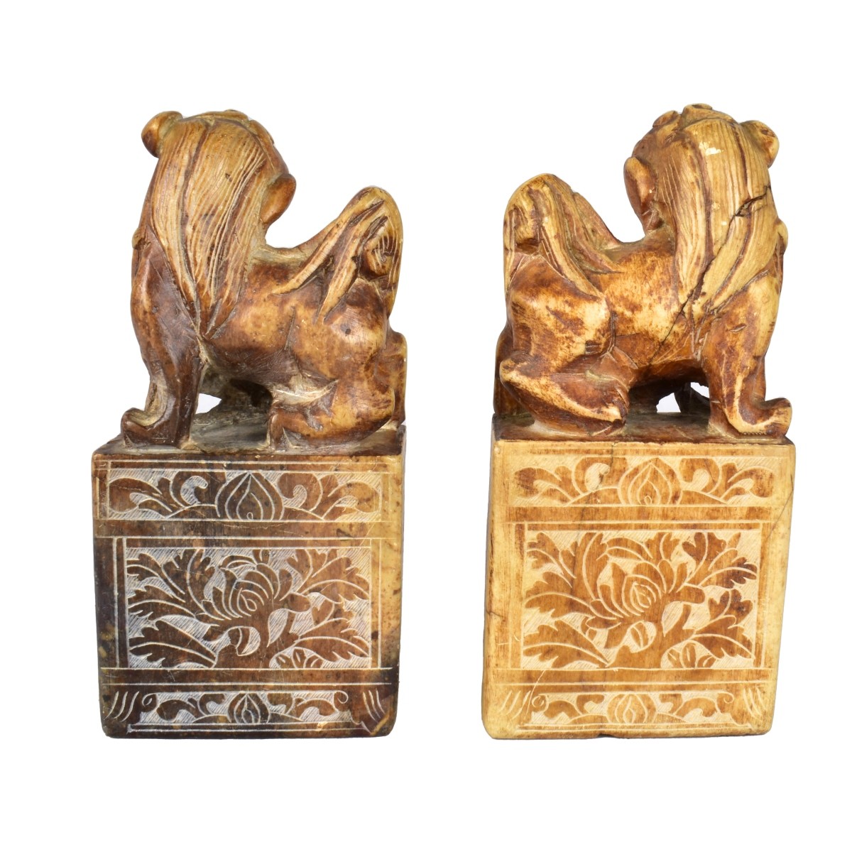 Pair of Chinese Soapstone Foo Dogs
