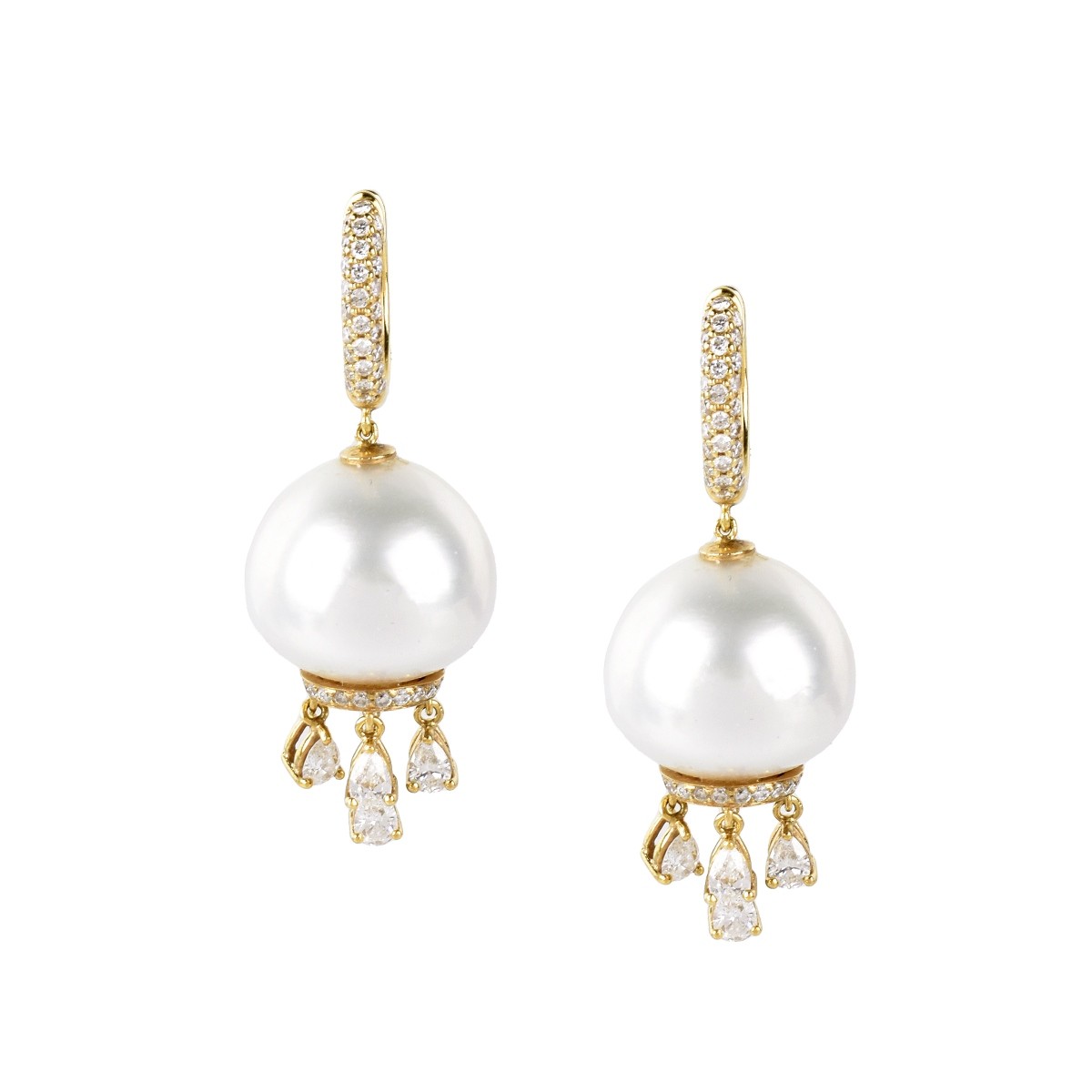 Pearl, Diamond and 18K Earrings