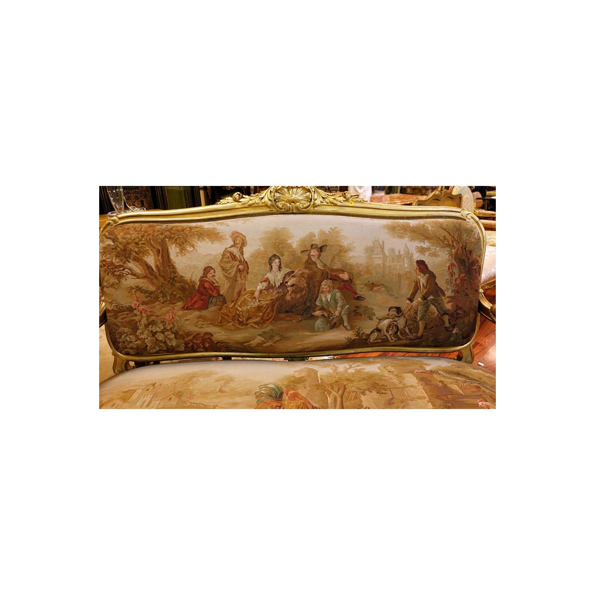 19C Louis XVI Style Carved Giltwood Settee