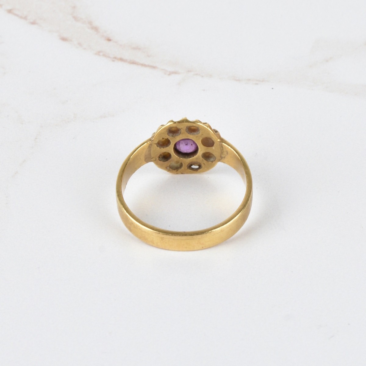 Burma Ruby, Pearl and 10K Ring