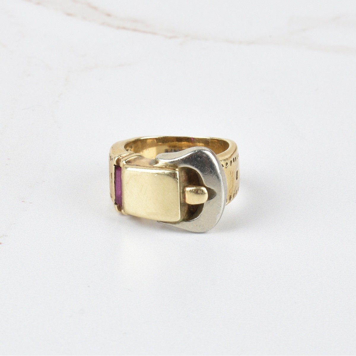 Retro 14K and Ruby Ring