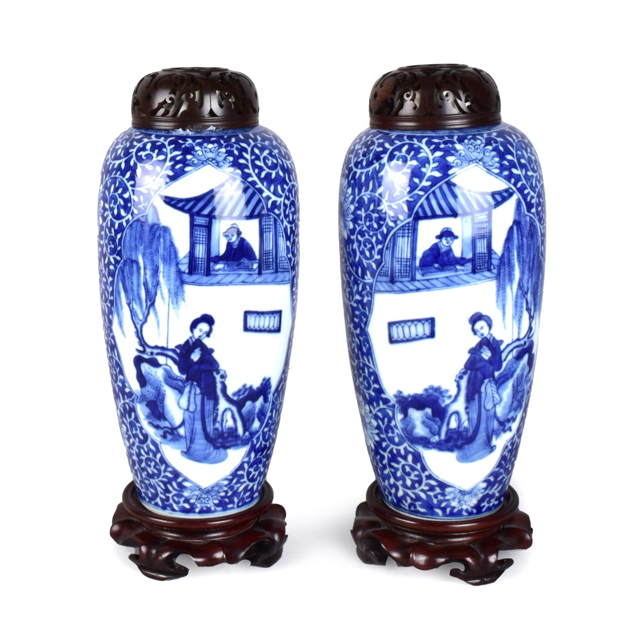 Pair of Chinese Covered Vases