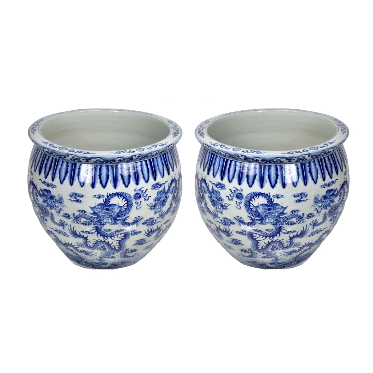 Pair of Chinese Porcelain Garden Pots