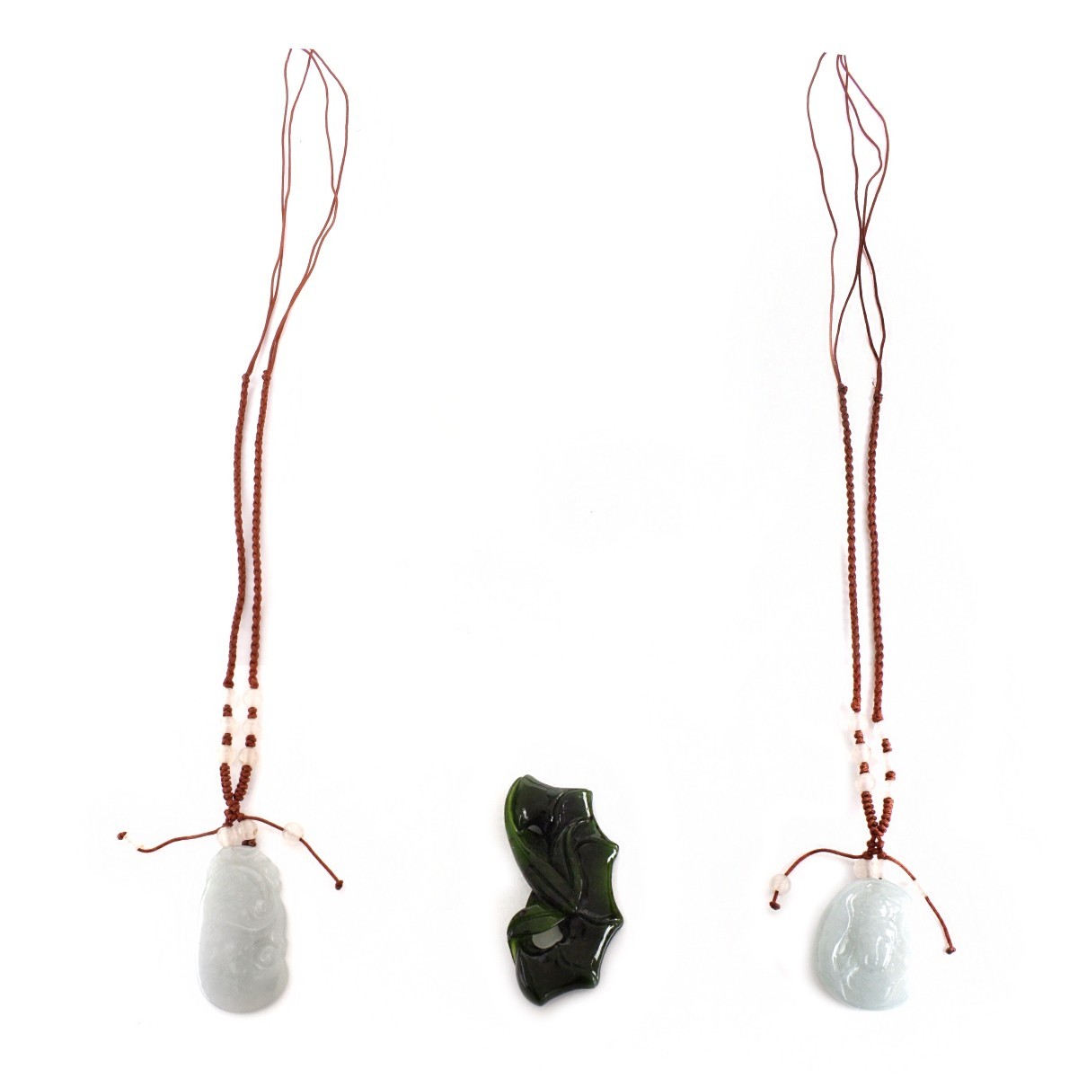 Three Hardstone Jadeite Pendants