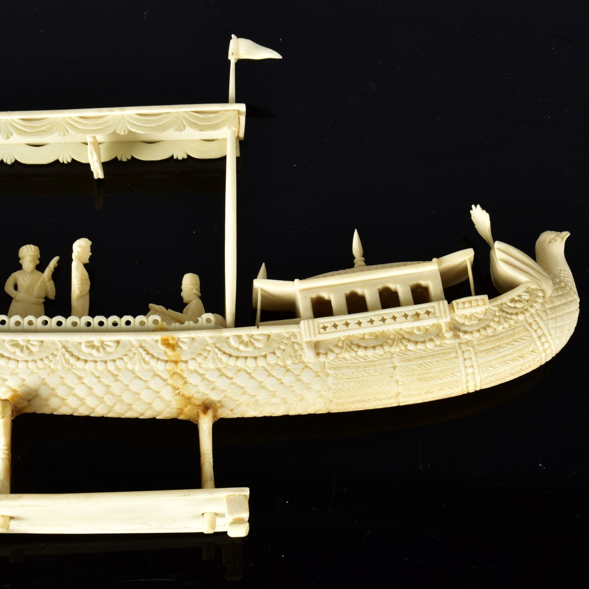 Antique Indo-Persian Carved Boat