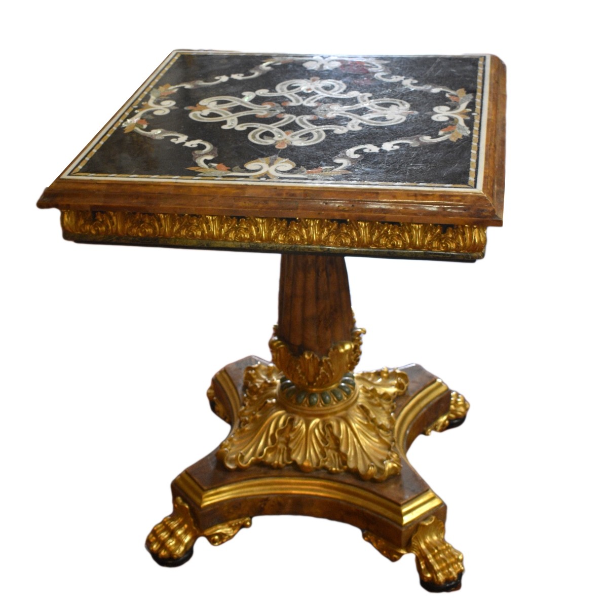 Empire-style Pietra Dura Pedestal Table