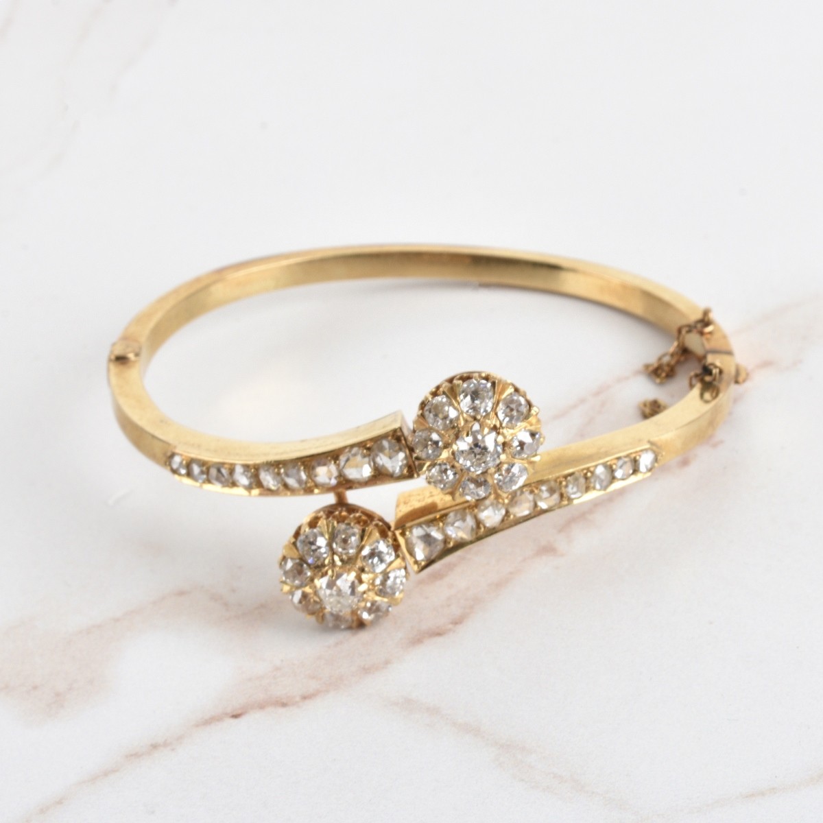 Antique Diamond and 14K Bangle