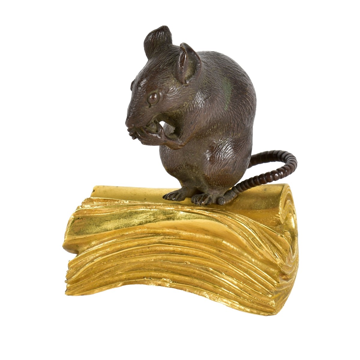 Meiji Bronze Mouse Sitting on a Book