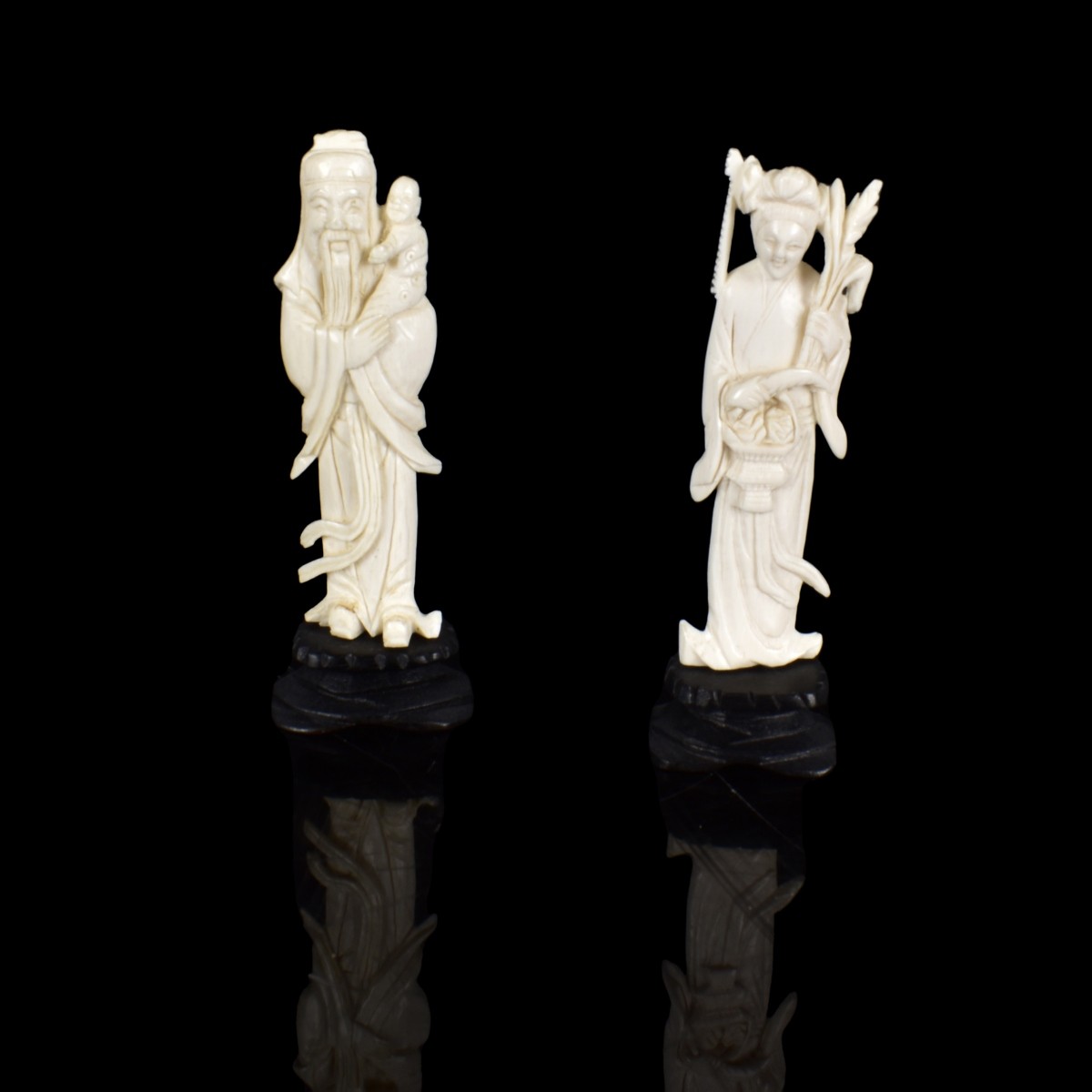 Two Antique Chinese Carved Figurines