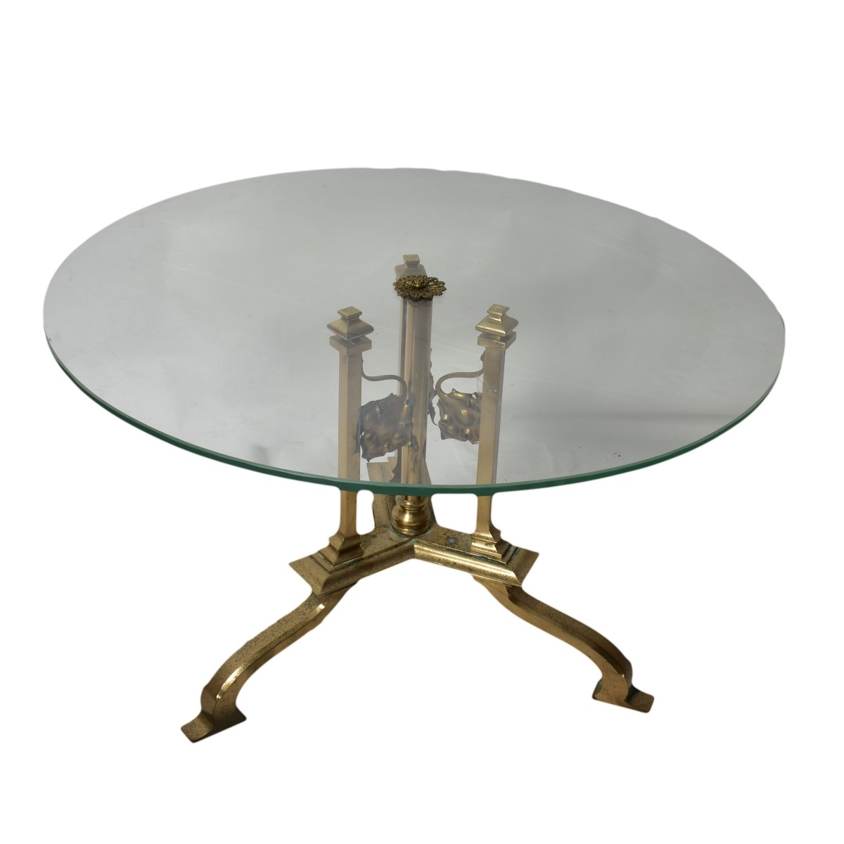 Neoclassical Style Glass Top Table