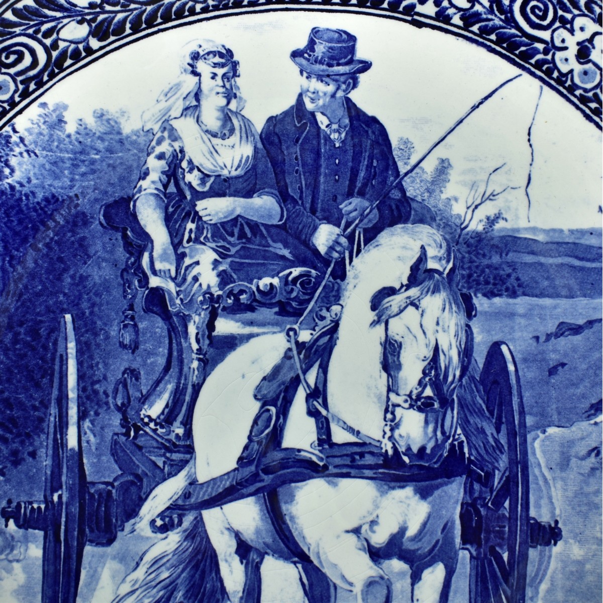 Two Large Delft Blue and White Chargers