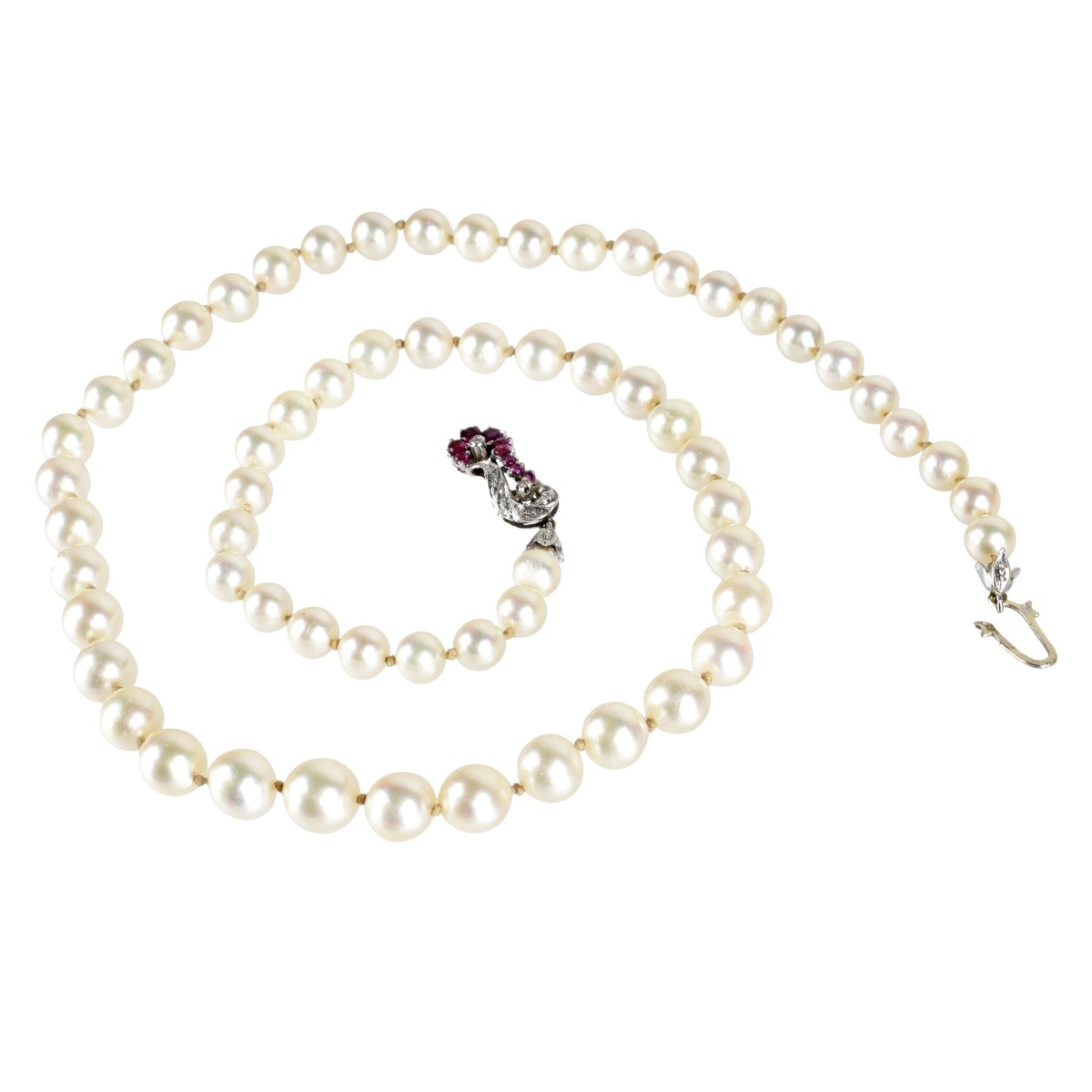 Pearl, Ruby, Diamond and 18K Necklace
