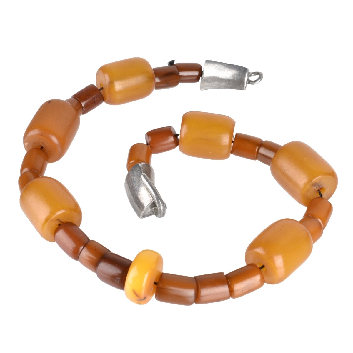 Amber Bead and Silver Necklace