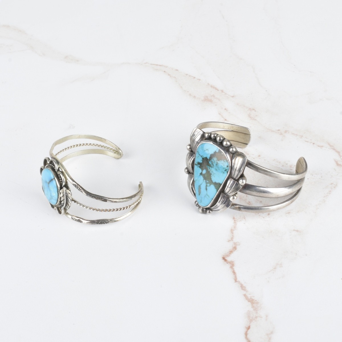 Turquoise and Silver Cuff Bangles