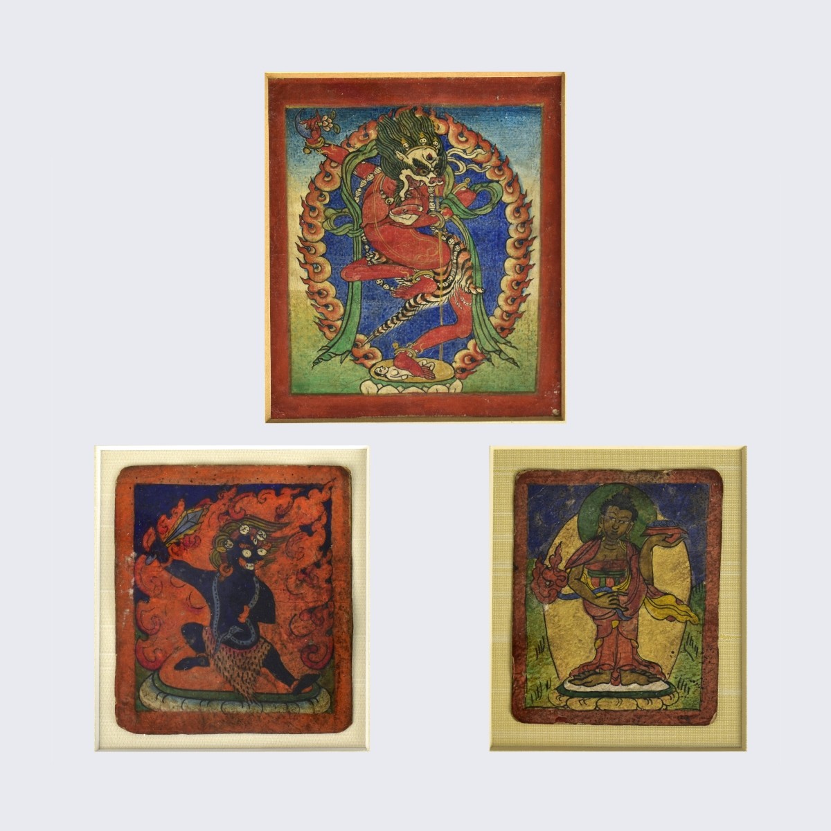 Three Antique Tibetan Miniature Paintings