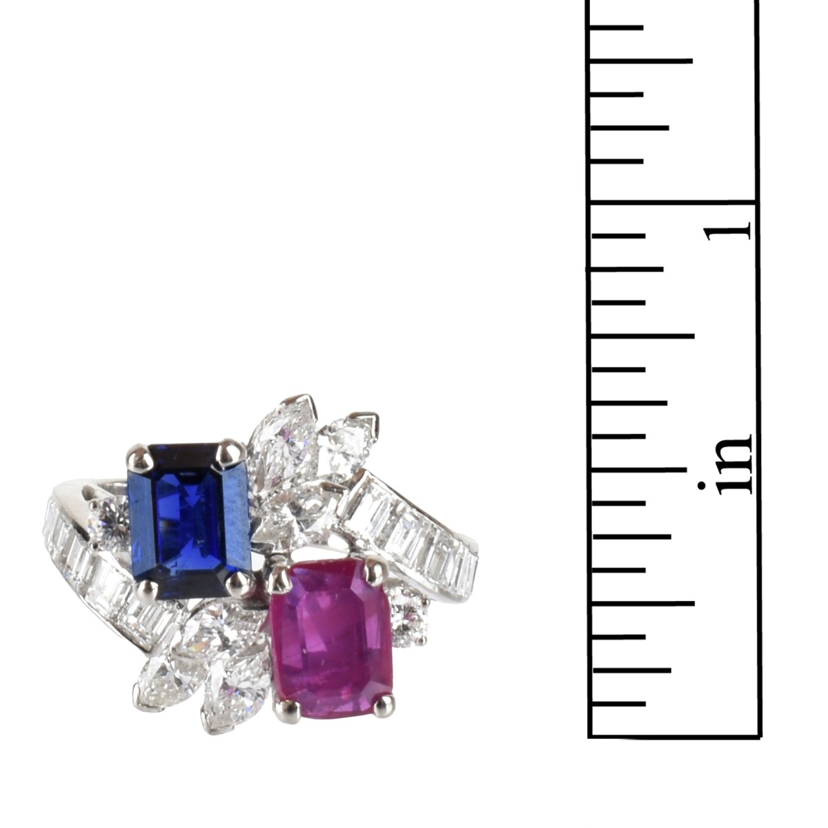 Diamond, Ruby, Sapphire and 14K Ring