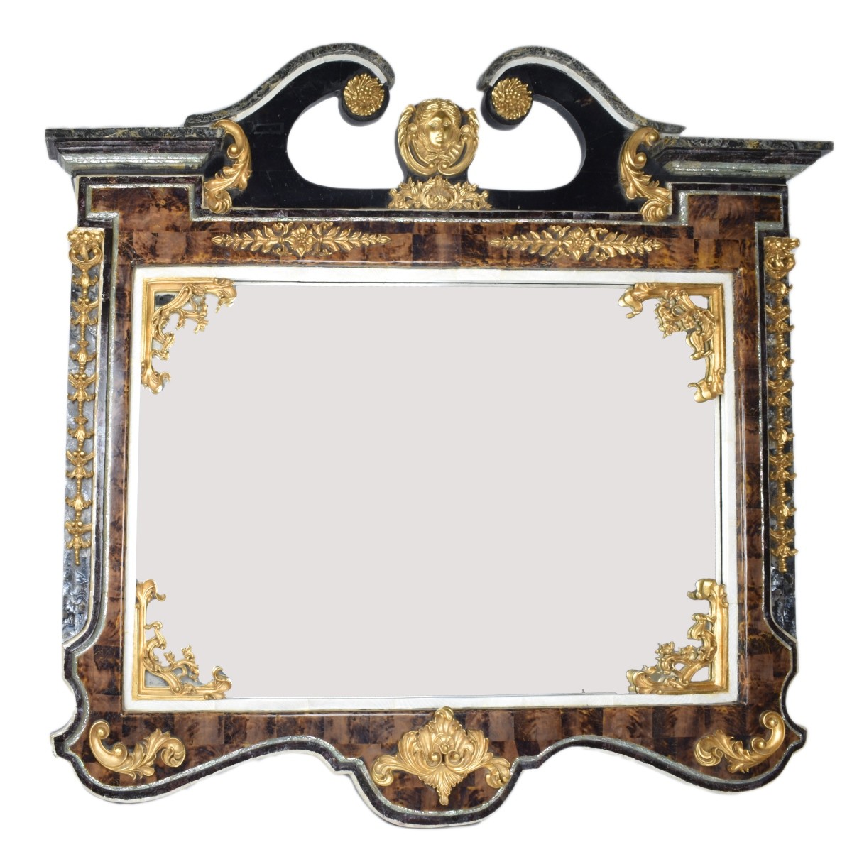 Lg MOP Empire Style Gilt Carved Mirror