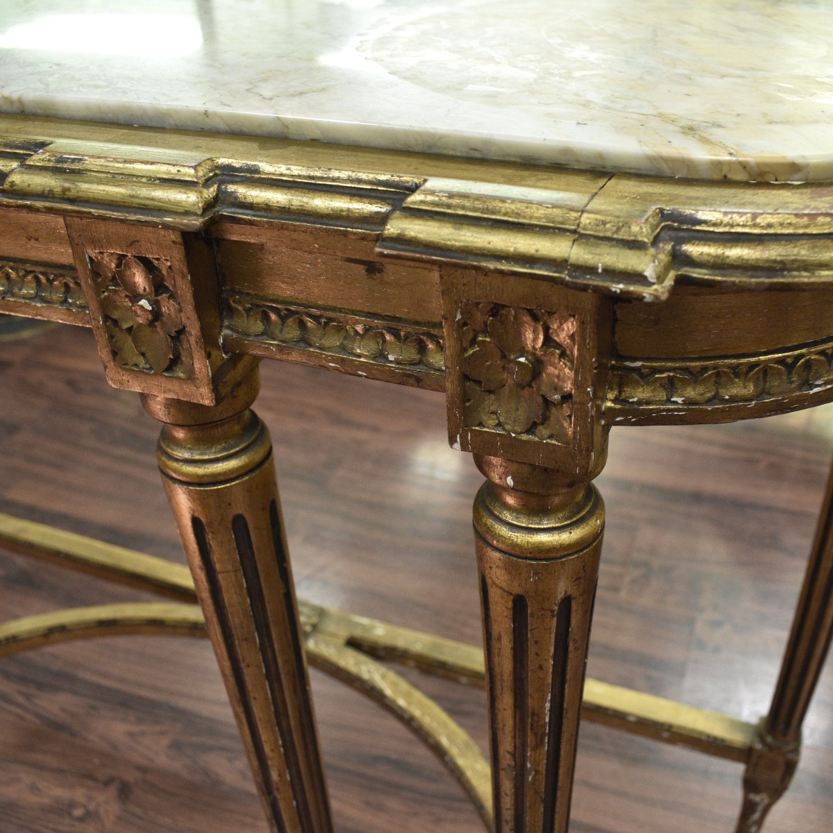 Louis XVI Style Marble Top Console Table
