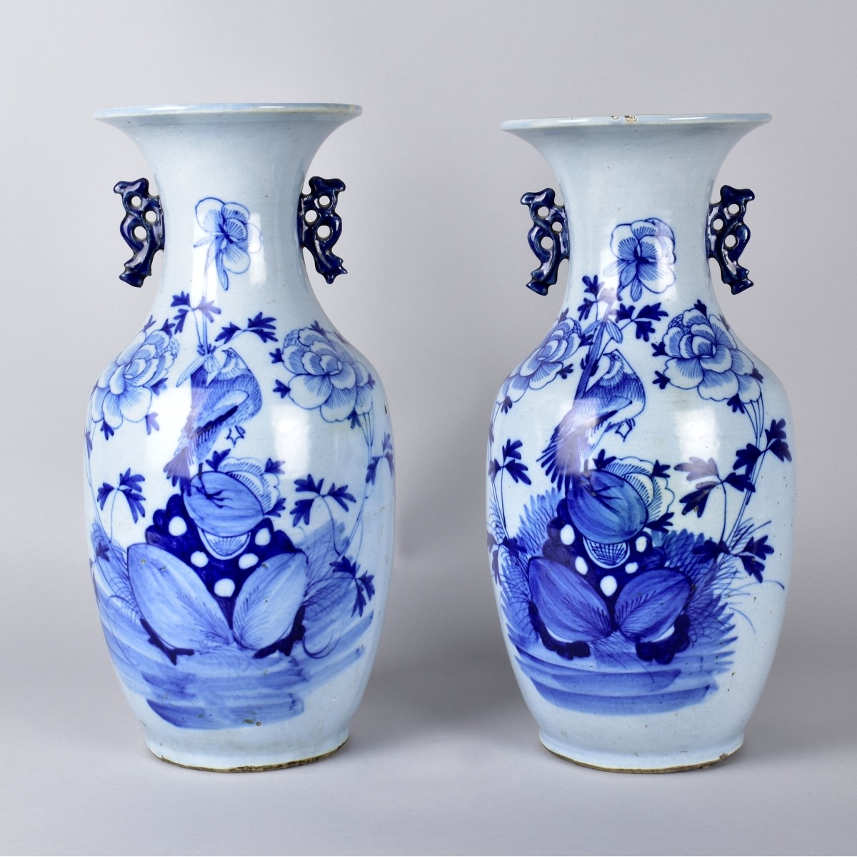 Pair Chinese Blue and White Vases