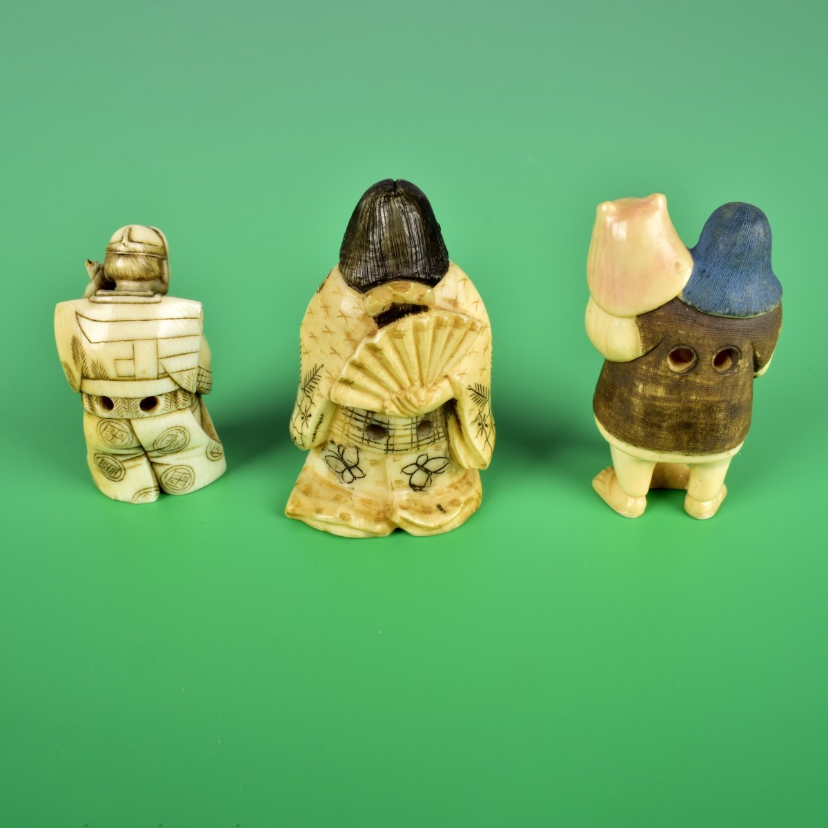 Three Antique Japanese Netsuke Figurines