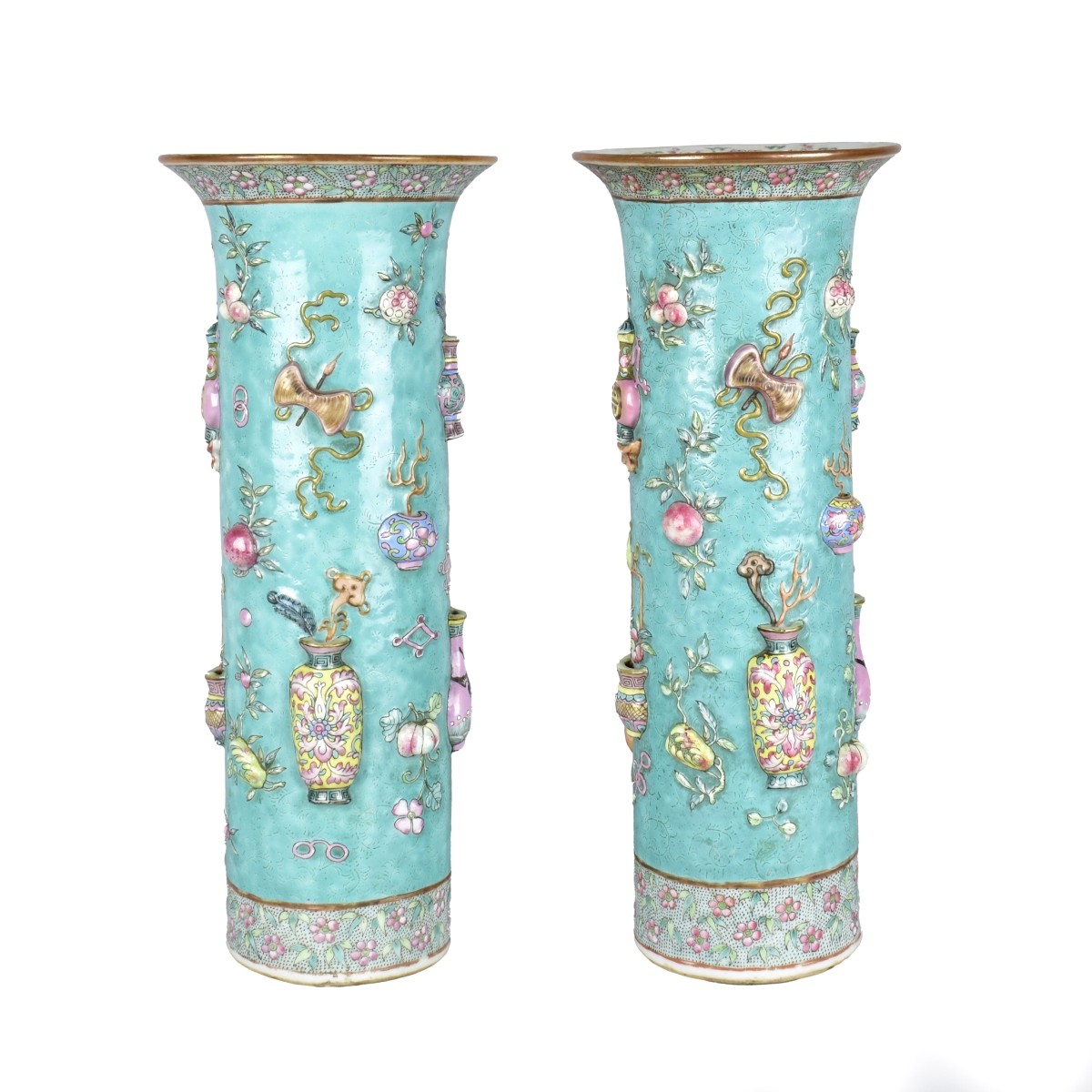 Pr Famille Rose Chinese Vases