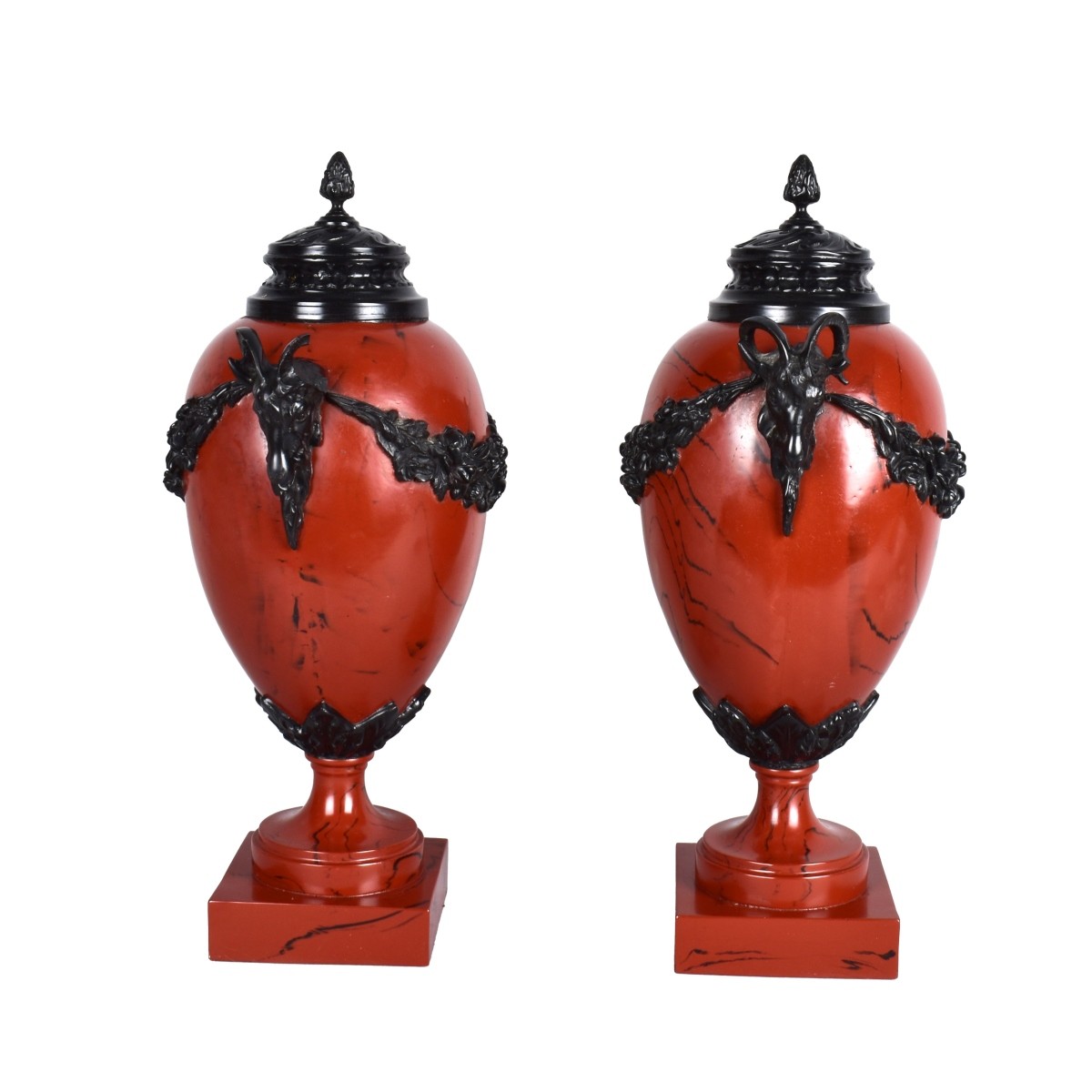 Pair of Empire Style Faux Marble Urns