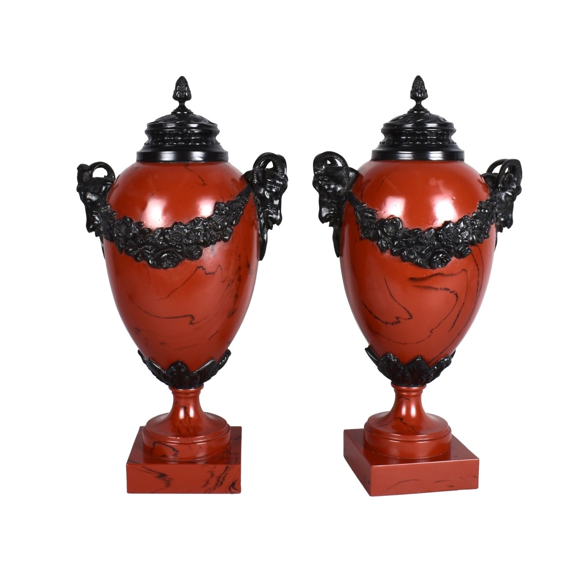 Pair of Empire Style Faux Marble Urns