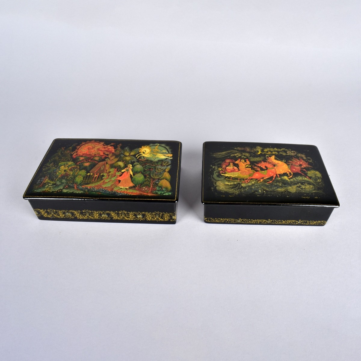 Two Vintage Russian Lacquer Boxes
