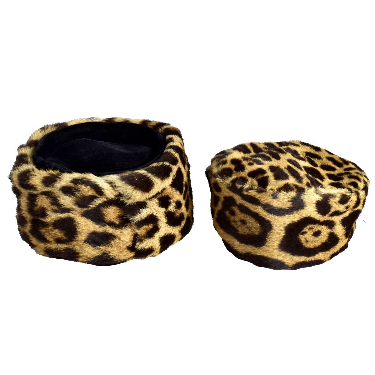 Two Vintage Leopard Skin Hats