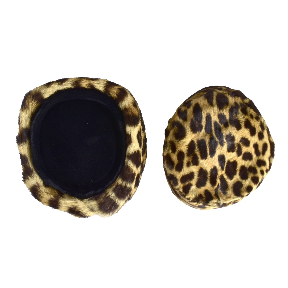 Two Vintage Leopard Skin Hats
