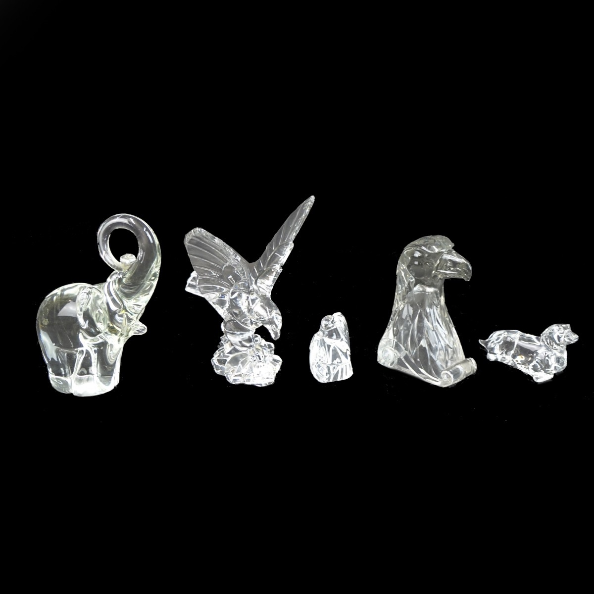 Five Vintage Animal Crystal Figurines