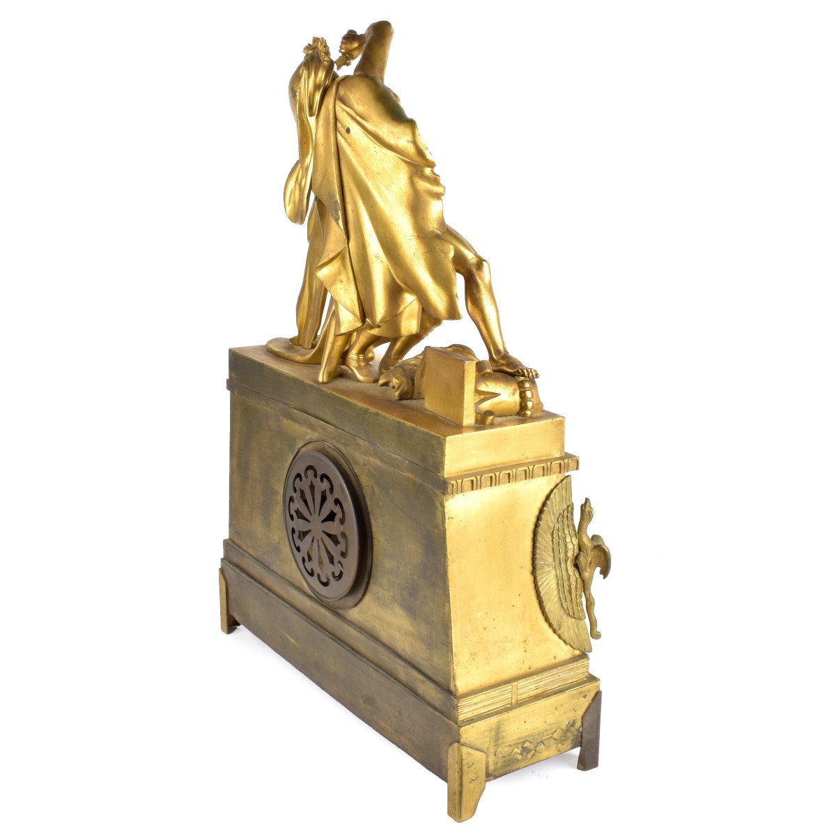 Antique Empire Style Gilded Bronze Mantle Clock