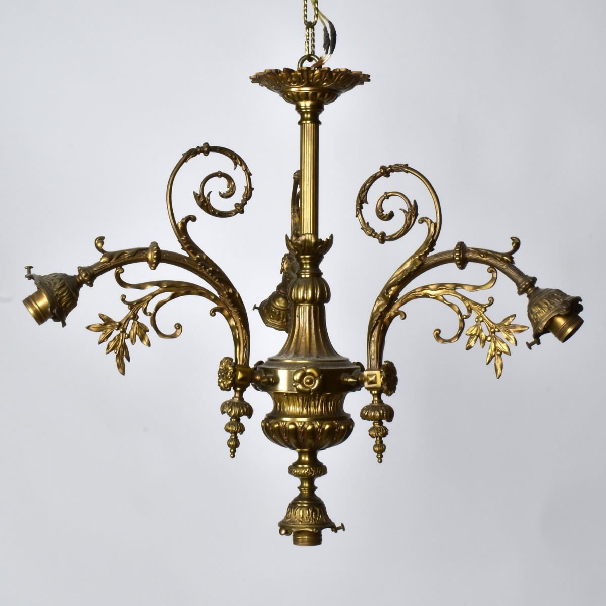 Three Arm Four Light Bronze Chandelier