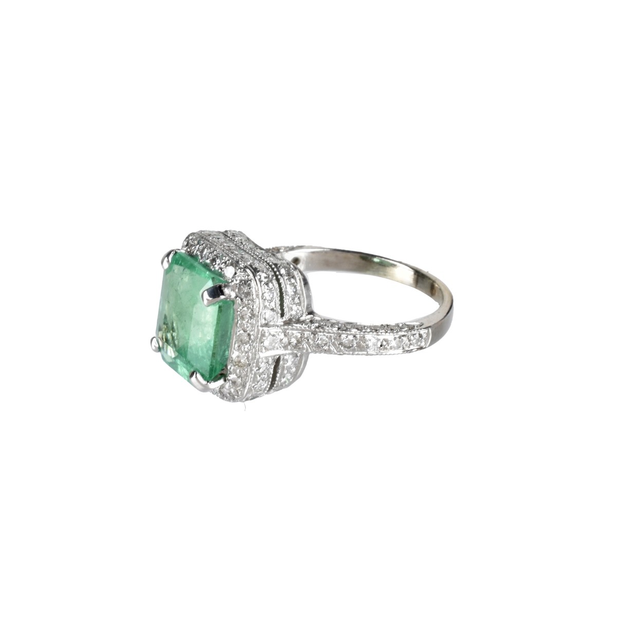 GIA Emerald, Diamond and 18K Ring