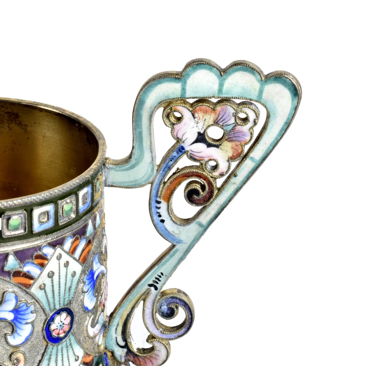 Russian Enamel Silver Gilt Creamer