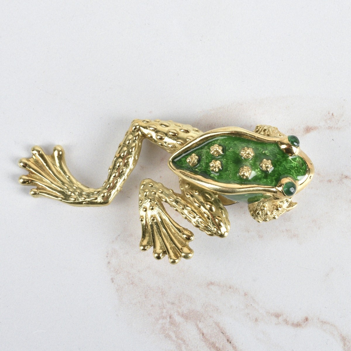 18K and Enamel Frog Brooch