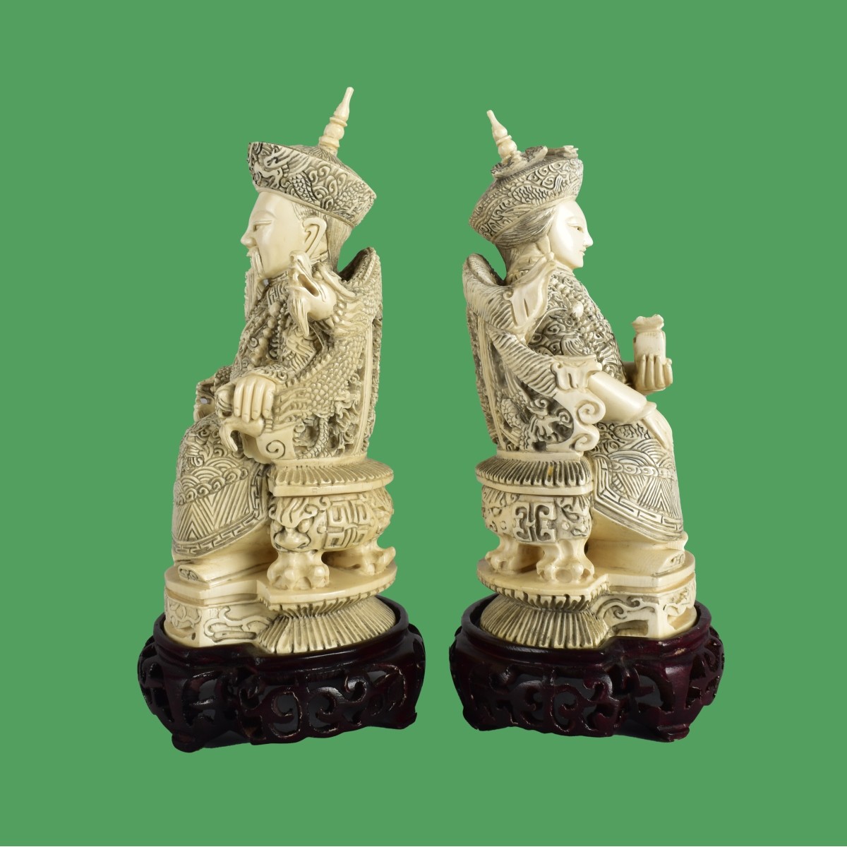 Pair of Chinese Carved Figurines