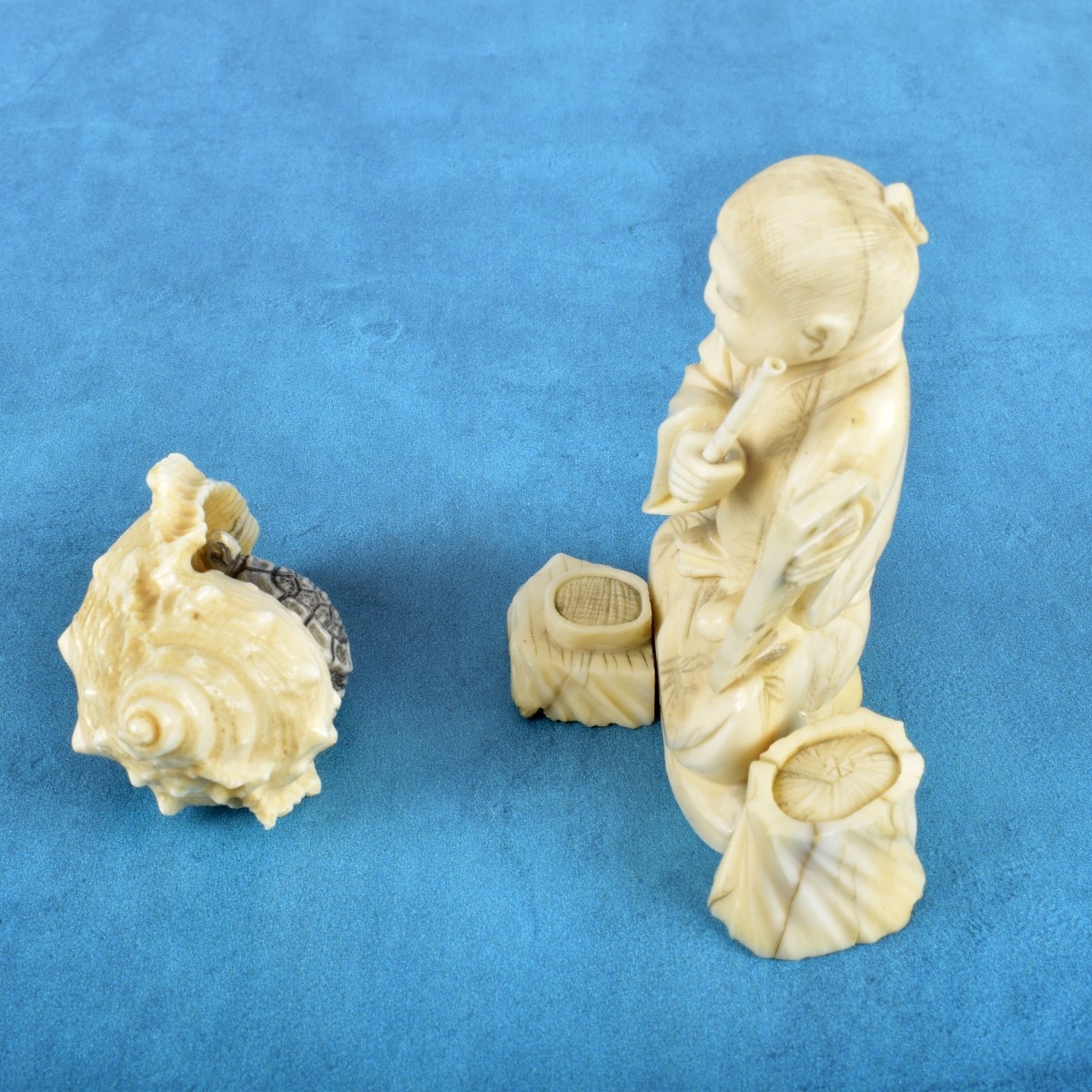 Two Antique Japanese Carved Figurines