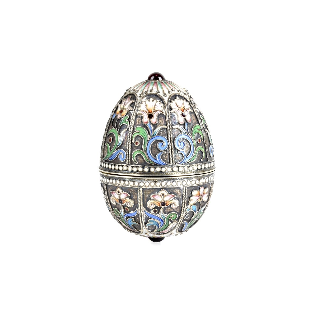 Russian Enamel Silver Egg