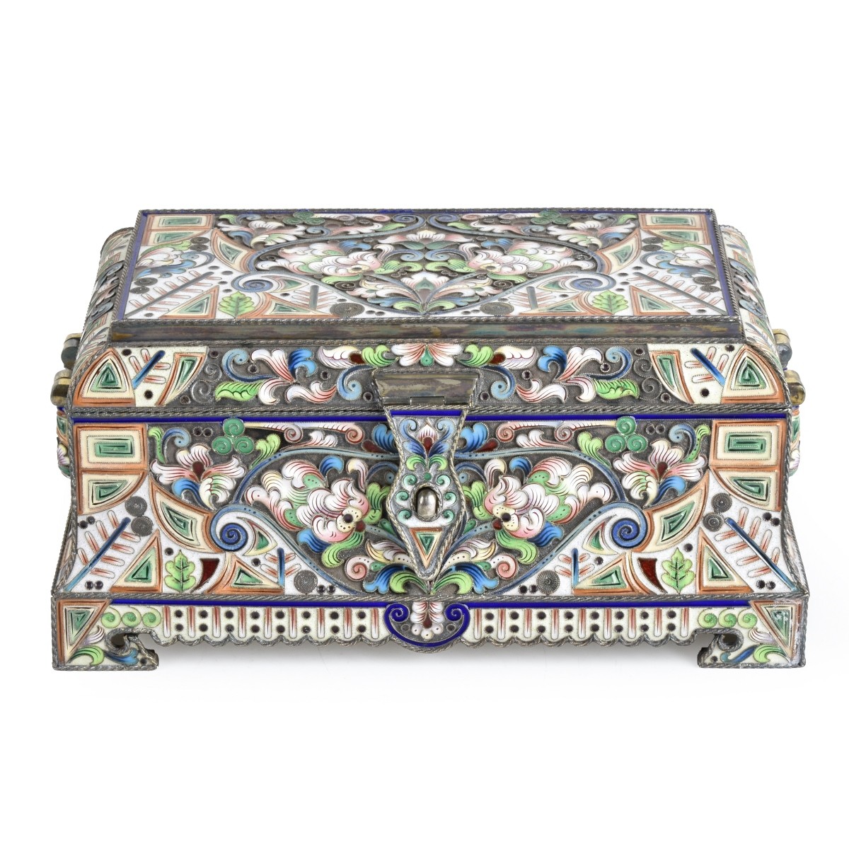 Russian Enamel Silver Gilt Box