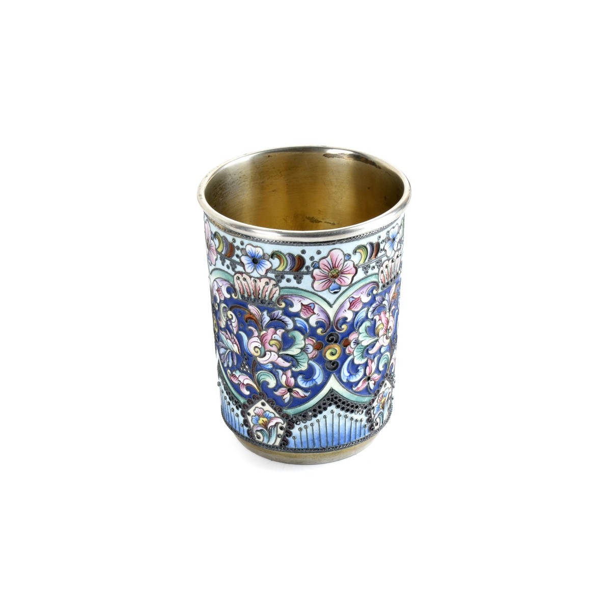 Russian Enamel Silver Wine Beaker