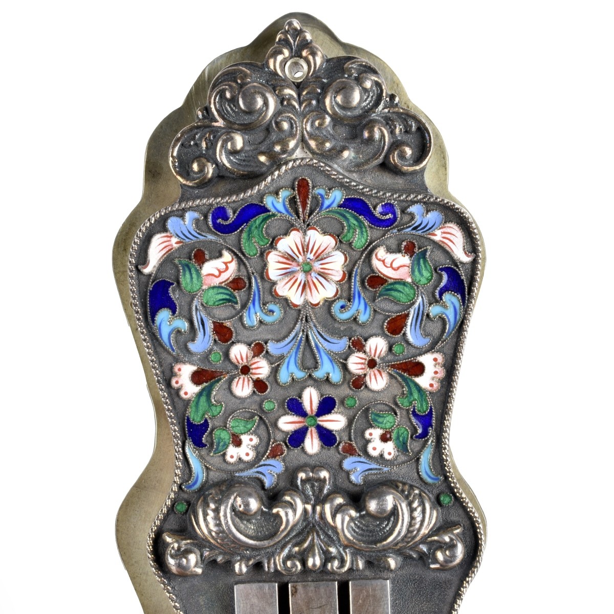 Russian Enamel Silver Mezuzah